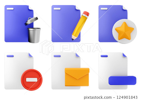 3d file document icon set bundle 124901843