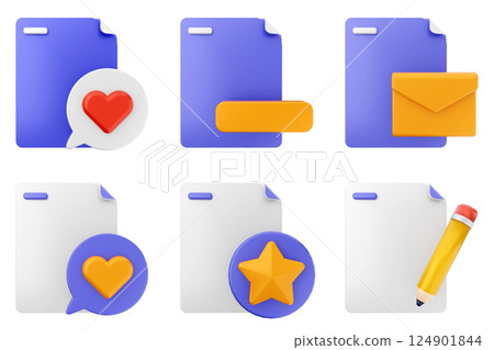 3d file document icon set bundle 124901844