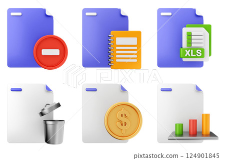 3d file document icon set bundle 124901845