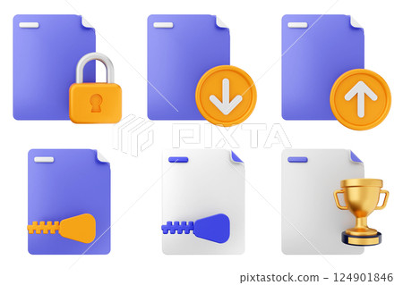 3d file document icon set bundle 124901846