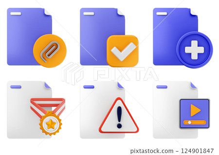3d file document icon set bundle 124901847