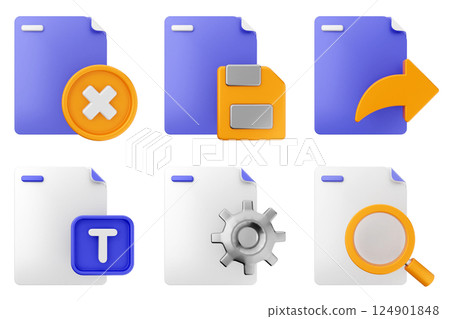 3d file document icon set bundle 124901848
