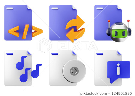 3d file document icon set bundle 124901850