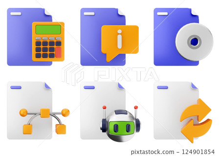 3d file document icon set bundle 124901854