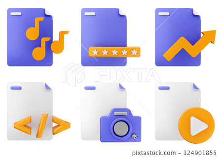 3d file document icon set bundle 3d file document icon set bundle 124901855
