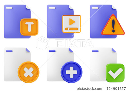 3d file document icon set bundle 124901857