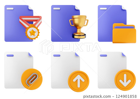 3d file document icon set bundle 124901858
