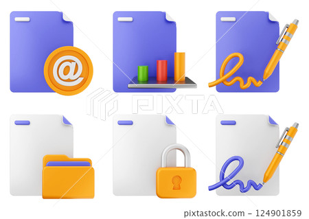 3d file document icon set bundle 124901859