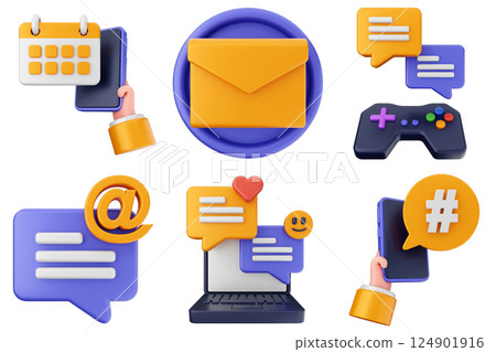 3d social media icon set bundle 124901916