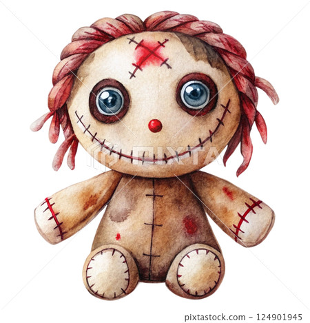 Creepy Horror Rag Dolls watercolor 124901945