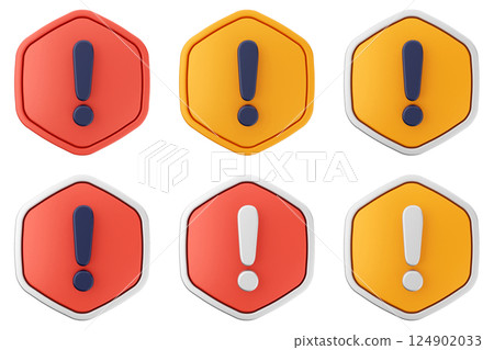 3d warning danger alert caution risk important sign 124902033