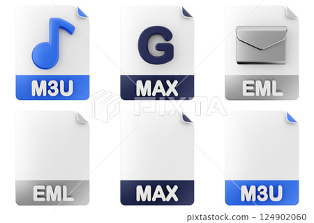 3d file format type icon m3u max eml 124902060