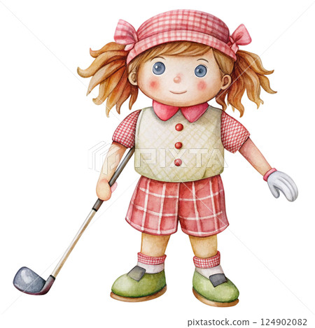 Cute kid wearing sportswear Play sports Watercolor Minimal watercolor 124902082