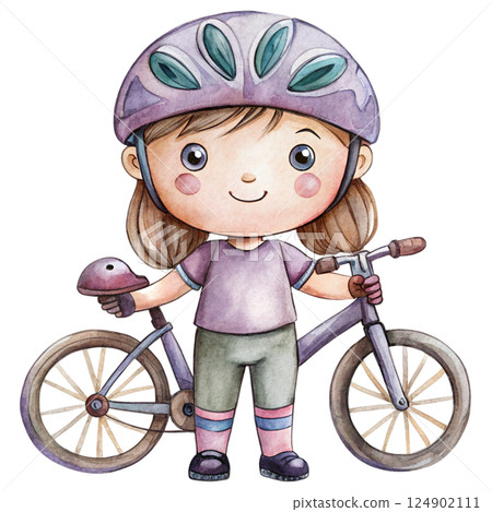 Cute kid wearing sportswear Play sports Watercolor Minimal watercolor 124902111