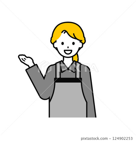 Upper body pose_simple restaurant clerk woman 17 124902253