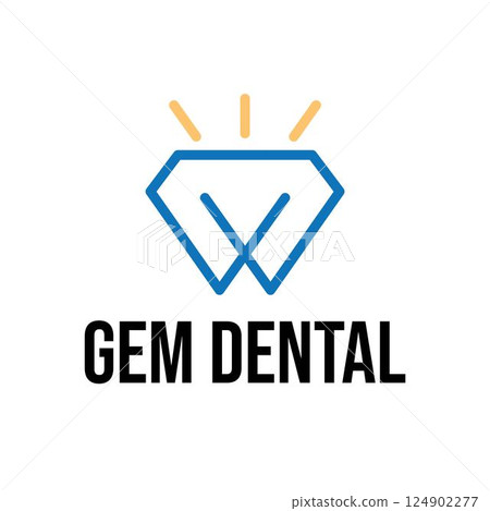W Letter Business Gem Stone Dental Abstract Line Logo Template 124902277