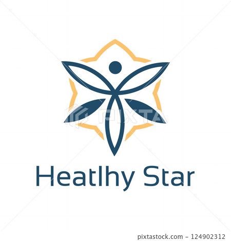 Happy Wellness Healthy People Nature Leaf Star Abstract Logo Template 124902312