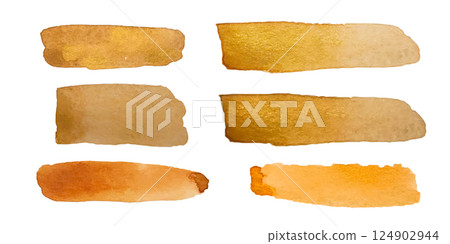 Brown gold watercolor brush strokes Brown gold watercolor brush strokes 124902944
