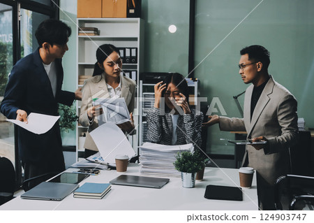 Large group of worried business people having a meeting. Large group of worried business people having a meeting. 124903747