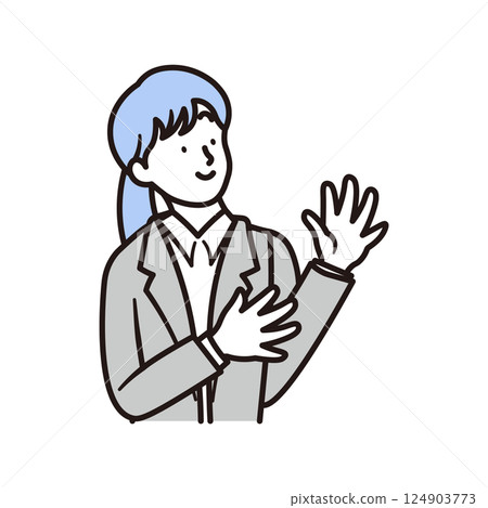 女商人微笑慶祝的簡單插畫素材 124903773