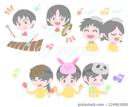 孩子們欣賞音樂演奏 124903880