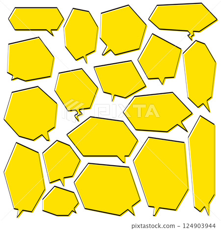 Eye-catching angular speech bubble set, yellow Eye-catching angular speech bubble set, yellow 124903944