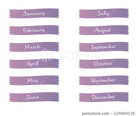 用英文寫成的月份絲帶框架 124904216