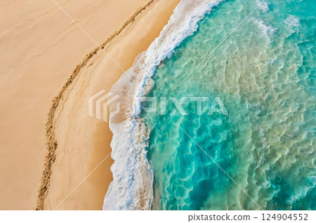 aerial view of sea and beach with waves aerial view of sea and beach with waves 124904552