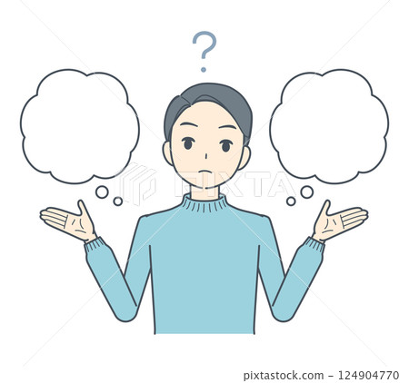 A man thinking with a question mark 124904770