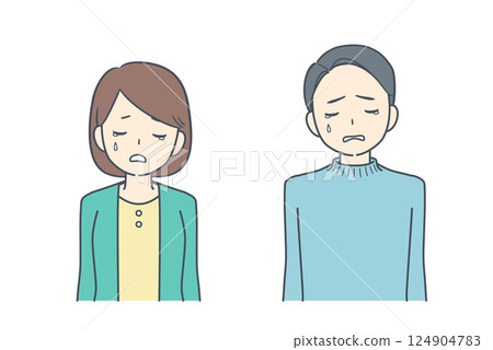 Sad man and woman looking down 124904783