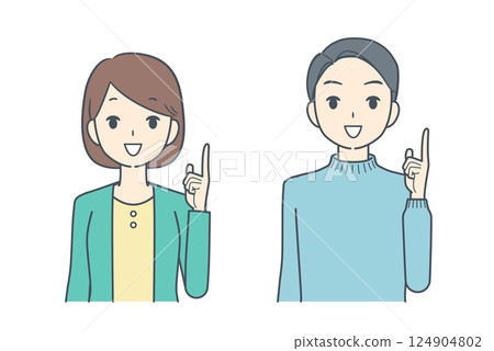 男人和女人指著 男人和女人指著 124904802