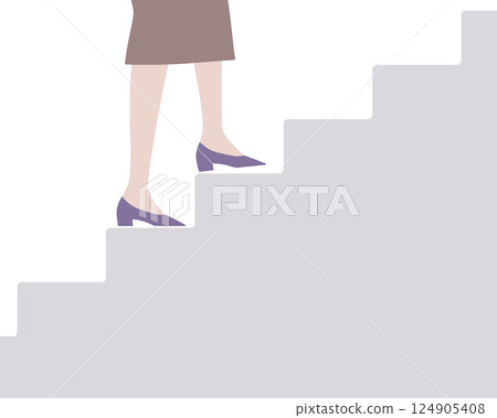 Illustration of a young woman climbing the stairs Illustration of a young woman climbing the stairs 124905408