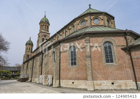 Jeonjujeondong Catholic Church, built in the Romanesque architectural style Jeonjujeondong Catholic Church, built in the Romanesque architectural style 124905413