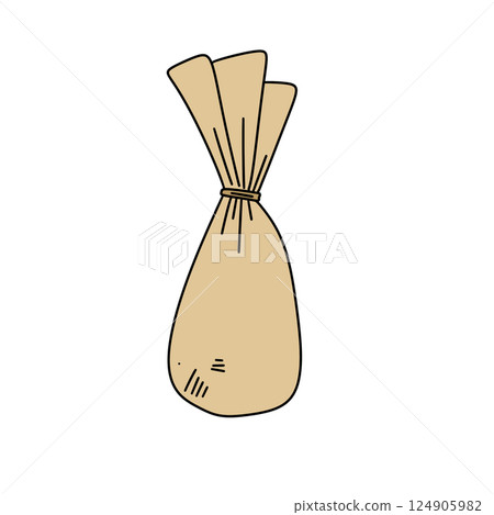 A brown bag with a rope tied to it 124905982
