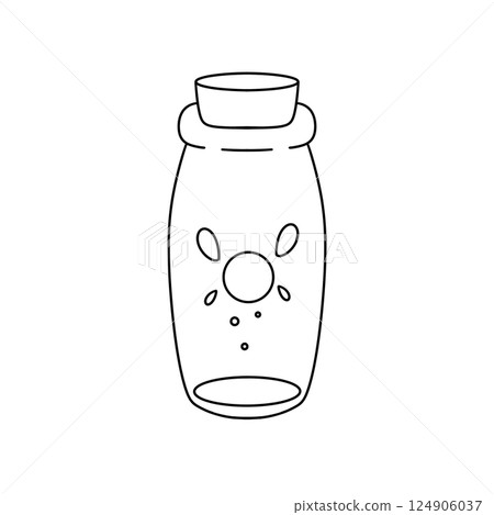 A jar with a cork stopper and a blue and white design on it A jar with a cork stopper and a blue and white design on it 124906037