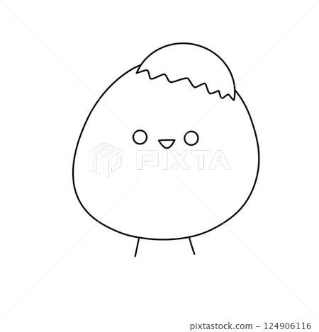 A cartoon of a chicken with an egg on its head A cartoon of a chicken with an egg on its head 124906116