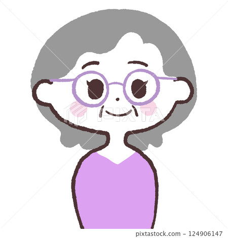 Front view smiling senior woman with glasses illustration 124906147