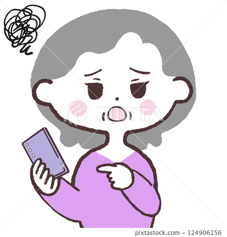 Senior woman illustration of "I told you to contact me" 124906156