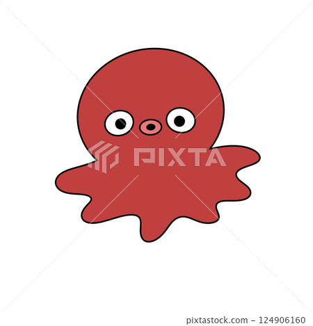 A red octopus with a black mouth and eyes 124906160