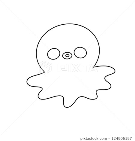 A white octopus with a black mouth and eyes 124906197