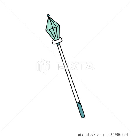 A blue and white stick with a diamond shaped top 124906524