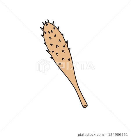 A cartoonish drawing of a stick with a bunch of spikes on it A cartoonish drawing of a stick with a bunch of spikes on it 124906531