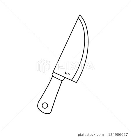 A knife is drawn in black and white A knife is drawn in black and white 124906627