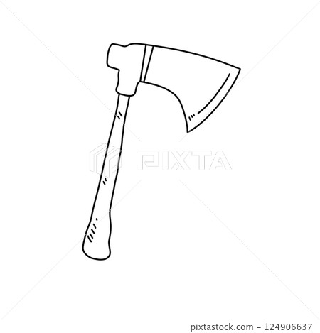 A black and white drawing of a large axe 124906637