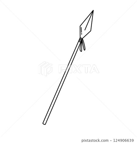 A stick with a pointy end is drawn in black A stick with a pointy end is drawn in black 124906639
