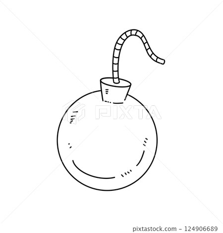 A bomb is shown in a black and white drawing A bomb is shown in a black and white drawing 124906689