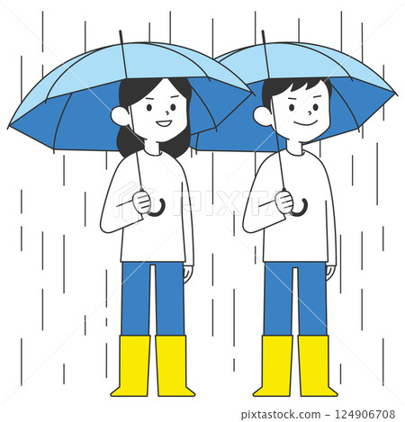 Couple holding an umbrella in the rain 124906708