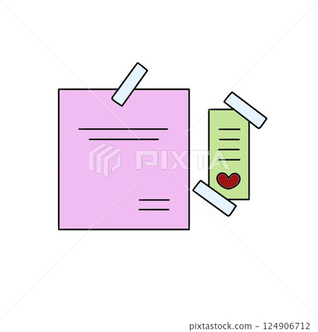 A pink piece of paper with a heart on it A pink piece of paper with a heart on it 124906712