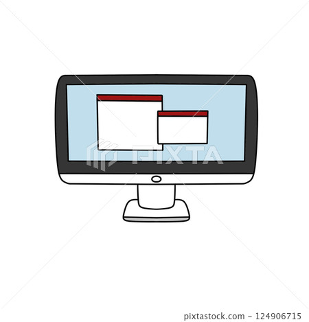 A computer monitor with a blue background and two windows on it A computer monitor with a blue background and two windows on it 124906715