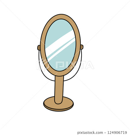 A wooden mirror with a handle A wooden mirror with a handle 124906719